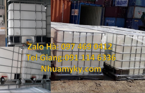 Bồn nhựa 1000 lít đựng hóa chất, bồn nhựa 1 khối nhập khẩu, bồn nhựa vuông 1000 lít đựng phân bón, T