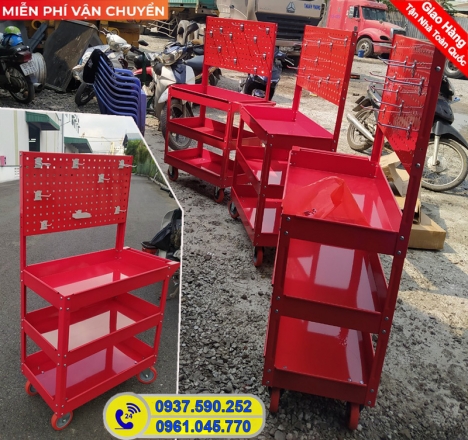 Xe đẩy 3 ngăn đựng dụng cụ cơ khí, đồ nghề sửa chữa
