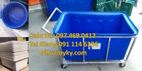 Thùng nhựa tròn đựng hàng hóa, Thùng chữ nhật 1000 lít, thùng nhựa vuông 750 lít, thùng nhựa