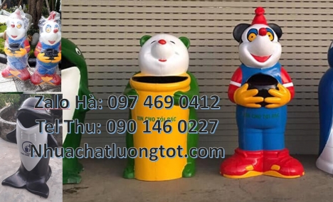 Thùng rác hình con cá heo. Thùng rác hình con cá chép. Thùng rác hình con voi. Thùng rác hình chim c