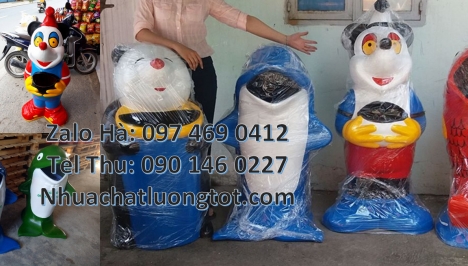 Thùng rác hình con cá heo. Thùng rác hình con cá chép. Thùng rác hình con voi. Thùng rác hình chim c