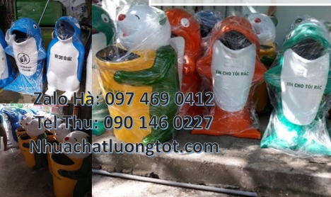 Thùng rác hình con cá heo. Thùng rác hình con cá chép. Thùng rác hình con voi. Thùng rác hình chim c