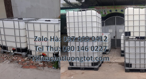 Thùng IBC 1000l mới, bồn 1000 lít cũ, tank nhựa 1000l đựng hóa chất, thùng nhựa 1000L đựng axit, bồn