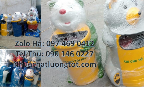 Thùng rác hình con cá heo. Thùng rác hình con cá chép. Thùng rác hình con voi. Thùng rác hình chim c