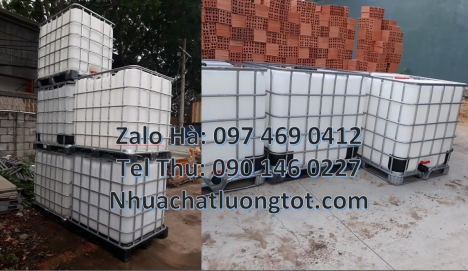 Thùng IBC 1000l mới, bồn 1000 lít cũ, tank nhựa 1000l đựng hóa chất, thùng nhựa 1000L đựng axit, bồn