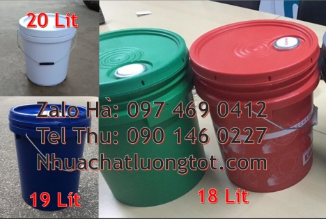 Thùng nhựa 5 lít, xô nhựa 22 lít, Xô nhựa 22 lít đựng phân bón, Vỏ thùng sơn 10 lít, Thùng nhựa