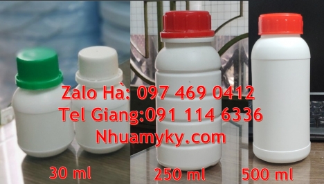 chai nhựa đựng thuốc thủy sản, chai nhựa đựng nông dược, chai nhựa trong 30 ml, Chai nhựa 250 ml, ch