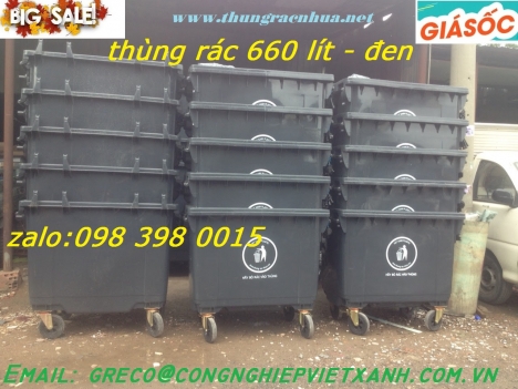 Thùng rác nhựa 660 lít nhựa HDPE cực bền