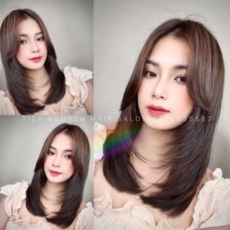Nhuộm tóc màu nâu tây đẹp tôn da siêu sang cho nàng tóc xoăn trẻ trung Tiệp Nguyễn Hair Salon