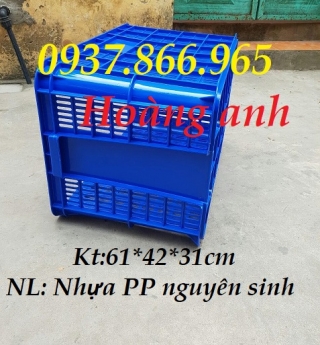 Sọt nhựa chứa hàng, sóng nhựa rỗng, thùng nhựa cao 31 có lỗ,khay nhựa HS004