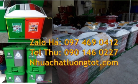 Thùng rác công cộng 3 ngăn, Thùng rác 120 lít 240 lít nắp kín, thùng rác 3 ngăn mái nhà, Thùng