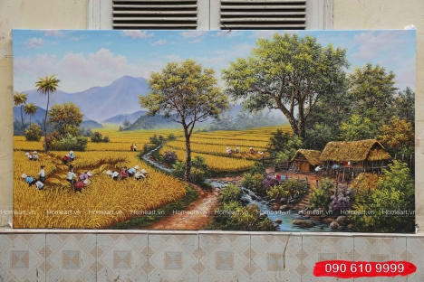 Những bức tranh đồng quê đẹp, tranh đồng quê Việt Nam - Tranh Sơn Dầu Home Art