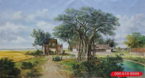 Những bức tranh đồng quê đẹp, tranh đồng quê Việt Nam - Tranh Sơn Dầu Home Art