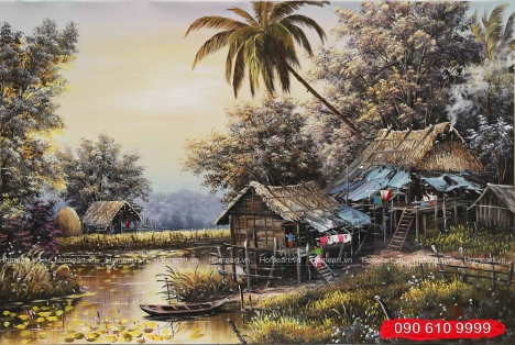 Những bức tranh đồng quê đẹp, tranh đồng quê Việt Nam - Tranh Sơn Dầu Home Art
