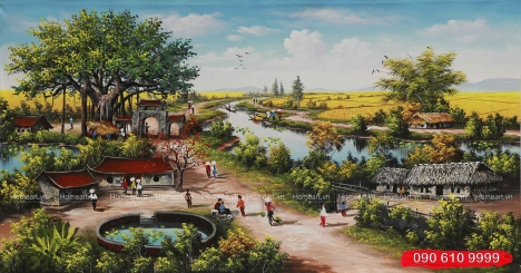 Những bức tranh đồng quê đẹp, tranh đồng quê Việt Nam - Tranh Sơn Dầu Home Art