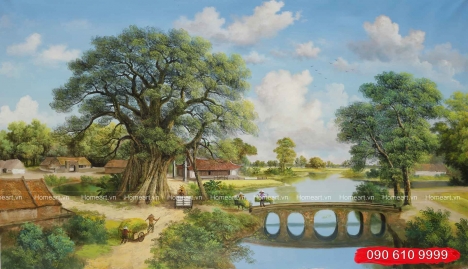 Những bức tranh đồng quê đẹp, tranh đồng quê Việt Nam - Tranh Sơn Dầu Home Art