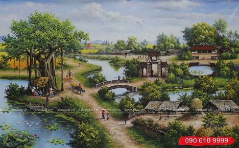 Những bức tranh đồng quê đẹp, tranh đồng quê Việt Nam - Tranh Sơn Dầu Home Art