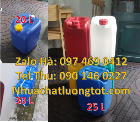 can 20 lít đựng thuốc bảo vệ thực vật, Can 20l tròn, can 25l xanh, Can 4l vòi nhấn, can vuông 5l, Ca