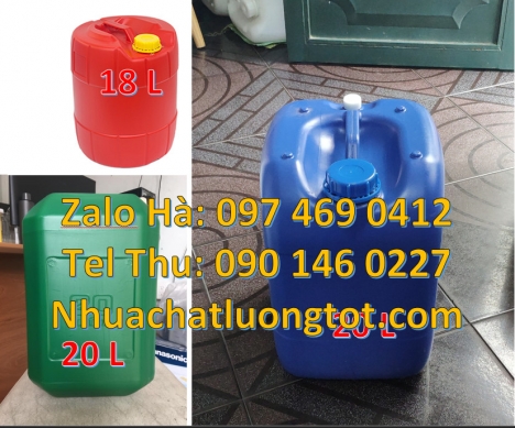 can 20 lít đựng thuốc bảo vệ thực vật, Can 20l tròn, can 25l xanh, Can 4l vòi nhấn, can vuông 5l, Ca