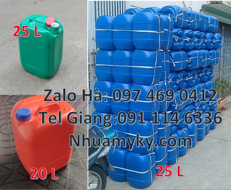 can 20l giá rẻ, can 25l trắng, Can 20 lít vuông xanh đựng hóa chất, can 25l đựng nước mắm, can vuông