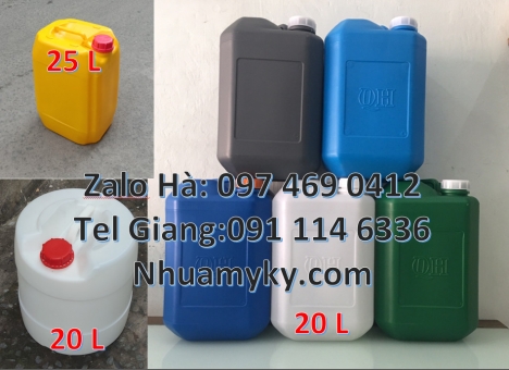 can 20l giá rẻ, can 25l trắng, Can 20 lít vuông xanh đựng hóa chất, can 25l đựng nước mắm, can vuông