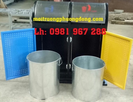 Bán Thùng rác 2 ngăn ngoài trời sơn tĩnh điện A48-O