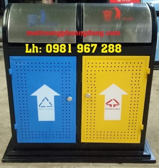 Bán Thùng rác 2 ngăn ngoài trời sơn tĩnh điện A48-O
