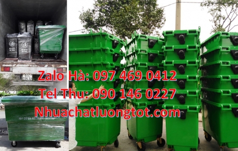 Xe thu gom rác 1000 lít 3 bánh đúc, xe thu gom rác, xe rác nhựa công nghiệp Xe rác nhựa công cộng, X