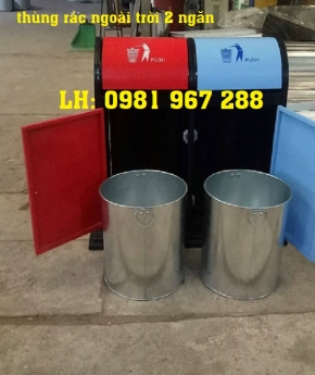 Bán Thùng rác 2 ngăn ngoài trời sơn tĩnh điện A48-O