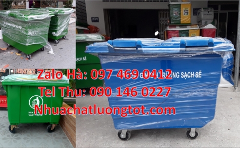 Xe thu gom rác 1000 lít 3 bánh đúc, xe thu gom rác, xe rác nhựa công nghiệp Xe rác nhựa công cộng, X