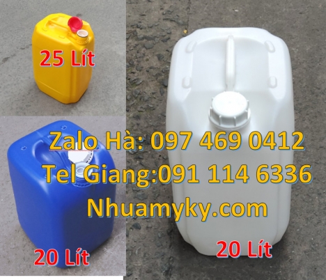 can nhựa 25 lít đựng dầu thực vật giá rẻ, can 25l đựng tinh dầu, can dẹp 30 lít đựng thuốc thú y gia