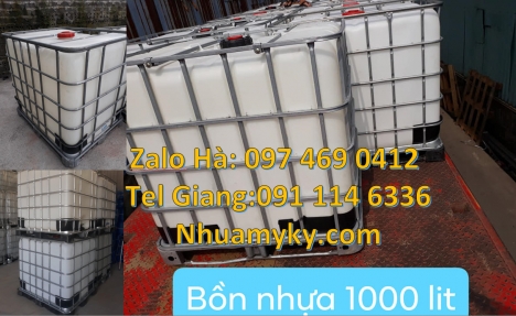 Bồn đựng hóa chất 1000L, Tank nhựa 1000 Lít mới, thùng IBC cũ, bồn nhựa IBC giá rẻ, Thùng nhựa 1000L