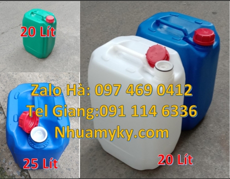 can nhựa 25 lít đựng dầu thực vật giá rẻ, can 25l đựng tinh dầu, can dẹp 30 lít đựng thuốc thú y gia