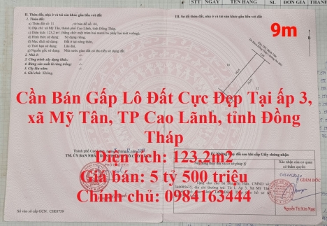 Cần Bán Gấp Lô Đất Cực Đẹp Tại TP Cao Lãnh, tỉnh Đồng Tháp