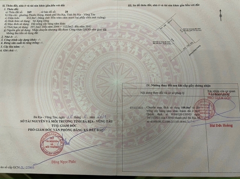 bán lô đất mặt tiền đường hùng vương BÀ RỊA
