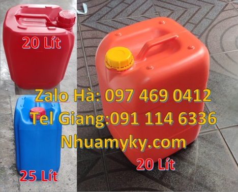 can nhựa 25 lít đựng dầu thực vật giá rẻ, can 25l đựng tinh dầu, can dẹp 30 lít đựng thuốc thú y gia