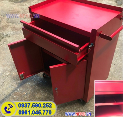 Xe đẩy dụng cụ 3 ngăn, tủ đựng đồ nghề cơ khí 3 ngăn giá rẻ