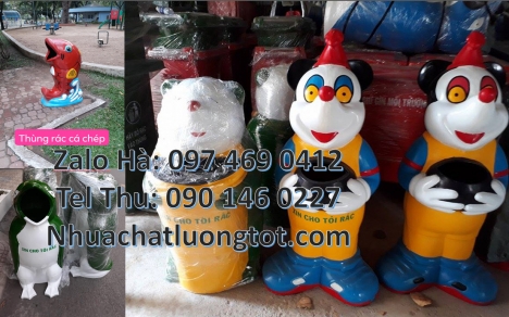 Thùng rác thú composite, Sọt rác con voi, Thùng rác chuột mickey. Thùng rác hìn