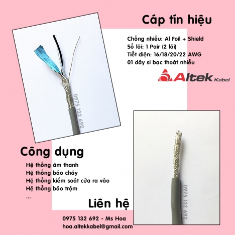 Dây điện điều khiển 2Cx18AWG (1 Pair 18AWG) chống nhiễu