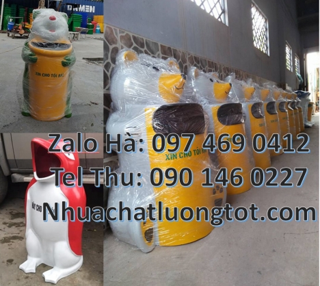 Thùng rác thú composite, Sọt rác con voi, Thùng rác chuột mickey. Thùng rác hìn