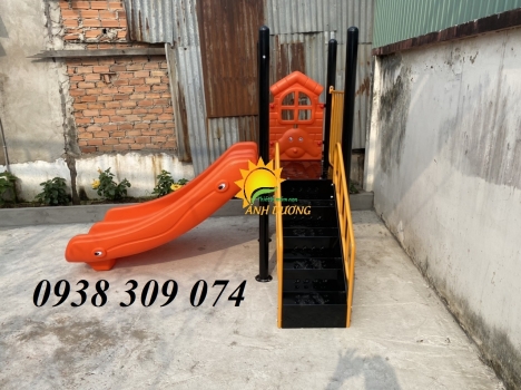 Cầu trượt máng đôi nhựa PP nguyên sinh dành cho bé
