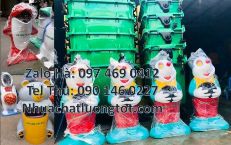 Thùng rác thú composite, Sọt rác con voi, Thùng rác chuột mickey. Thùng rác hìn