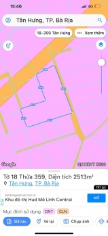 bán lô đất 2513m2 đường nhánh số 11 tân hưng tp.bà rịa