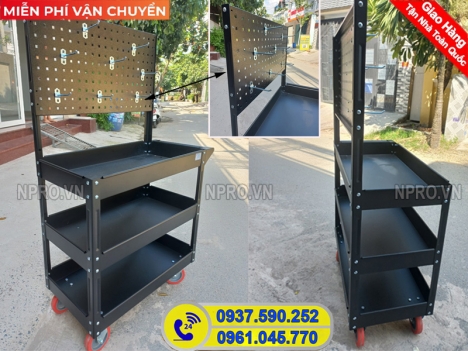 Xe đẩy dụng cụ 3 ngăn, tủ đựng đồ nghề cơ khí 3 ngăn giá rẻ