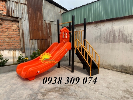 Cầu trượt máng đôi nhựa PP nguyên sinh dành cho bé
