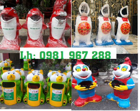  Các mẫu thùng rác hình con vật,thùng rác trường học hình con thú