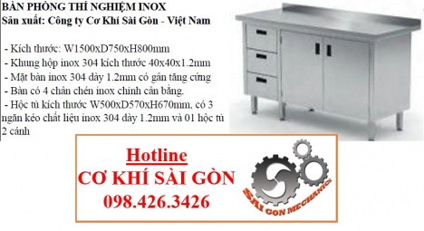 BÀN INOX NỘI THẤT PHÒNG THÍ NGHIỆM