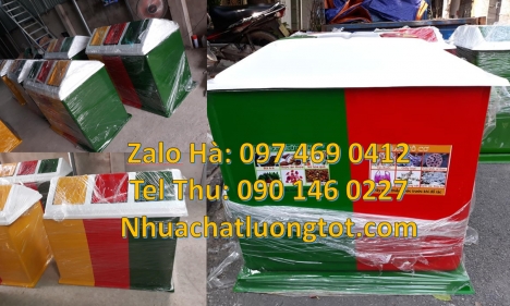 Thùng rác 3 ngăn bập bênh Thùng rác nắp lật bộ 3 Thùng đựng rác composite, bán sỉ thùng rác vô cơ,