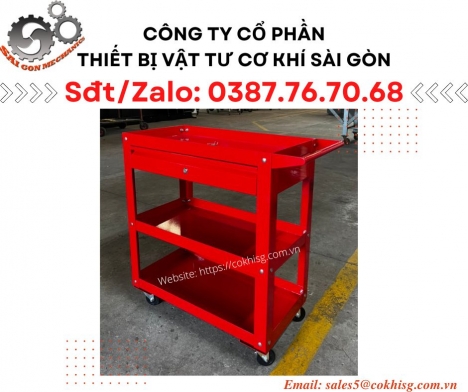 Xe đẩy đồ nghề 3 tầng - Ngăn kéo cao 100mm