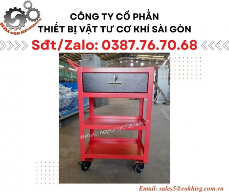 Xe đẩy đồ nghề 3 tầng - Ngăn kéo cao 200mm